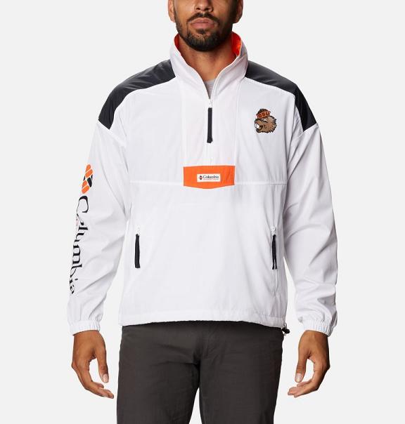 Columbia Mens Windbreaker Sale UK - Collegiate Jackets White Black Orange UK-537642